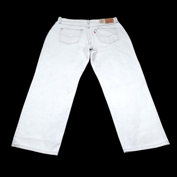 Levi's 94 Baggy White Gray Bleached Noir Straight Leg Jeans Women's Size 34 x 31 - Picture 3 of 13